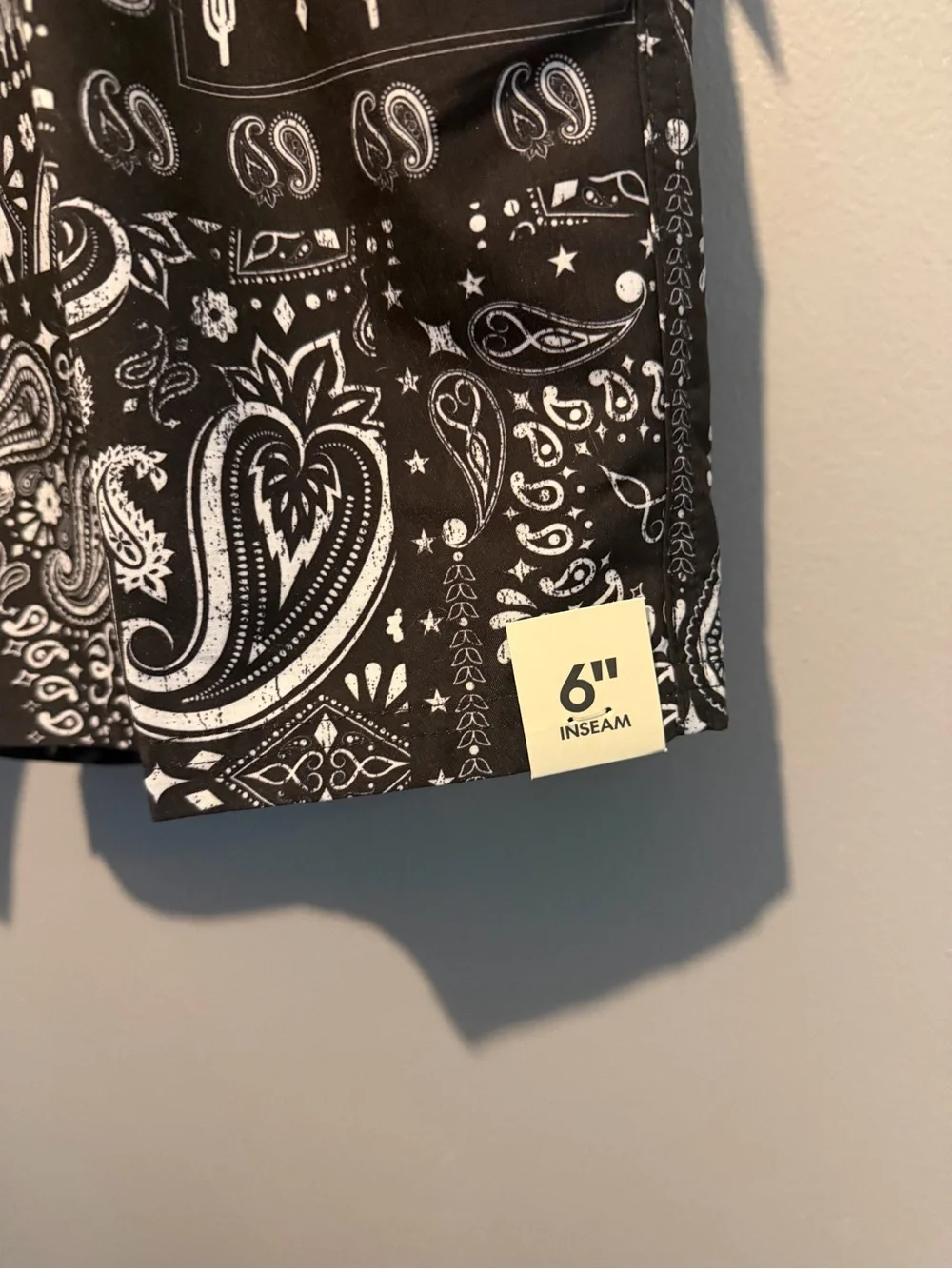 No Boundaries Black & White Paisley Swim Bermudas